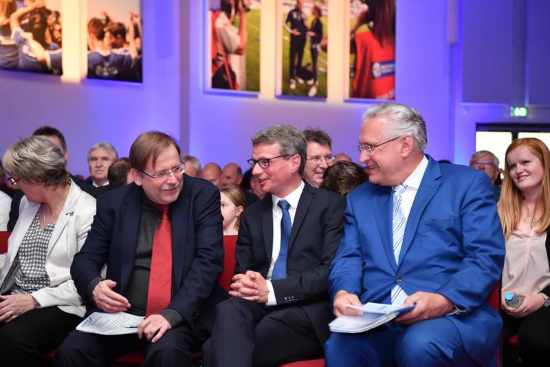 Mai 2018 - BFV-Präsident Dr. Rainer Koch, Kultusminister Bernd Sibler, Innenminister Joachim Herrmann
(c) Sebastian Widmann für Getty/BFV